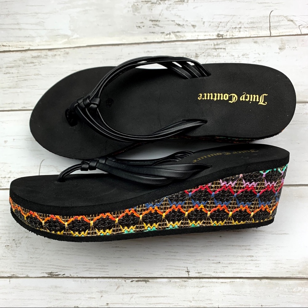 New Juicy Couture Wedge Flip Flop Sandal Size 7-8